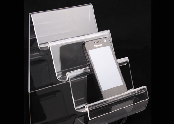 3 de Telefoonhouder van de rij Acrylcel Transparante Acrylstootborden voor Apple-Telefoon