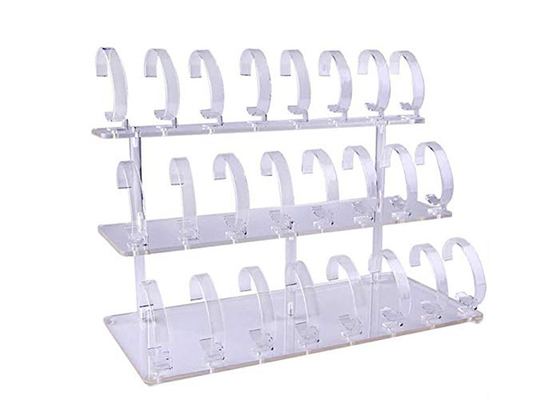 Duidelijke Acryl Acryl het HorlogeVitrine 3 van de Juwelenorganisator Rij Afneembaar Ontwerp