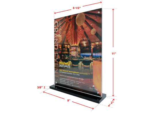De plastic Tribune ondertekent omhoog Houder van de Knoopsluitingen van de 8,5 X 11 Duimmagneet de Zwarte Basis