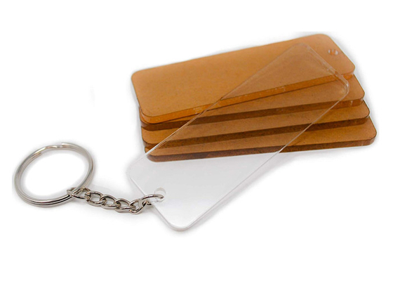 Van douanekeychain Acryl 3 Duim de Rechthoeken met Hardware en Besnoeiingsdossiers