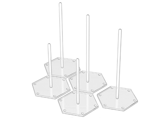Tribune van de de Cakevertoning van de partijenverjaardag ontruimt de Acryl 5 Stukken met Hexagon Basis