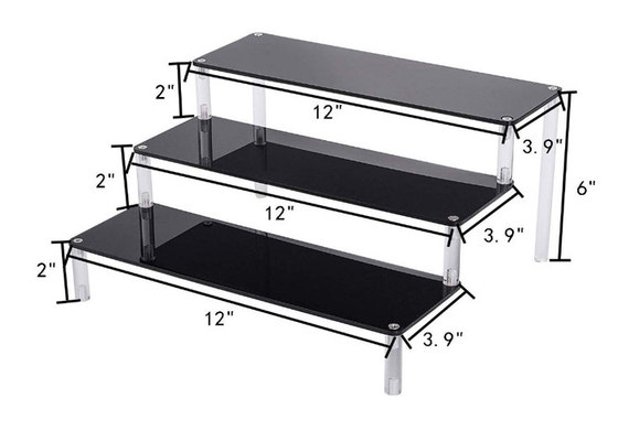 Zwarte Acryltribune van de Cakevertoning 3 Weerstand van het de Tribuneeffect van Rij de Acrylcupcake